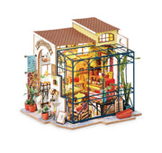 Wooden Kits Toy DIY Emily's Flower Shop Doll House with Furniture Children Adult Miniature Dollhouse