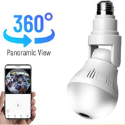 Lâmpada para câmera panorâmica Wifi 360 Visão noturna panorâmica de 2 MP Áudio bidirecional Segurança doméstica Vídeo vigilância lâmpada fisheye Câmera wi-fi