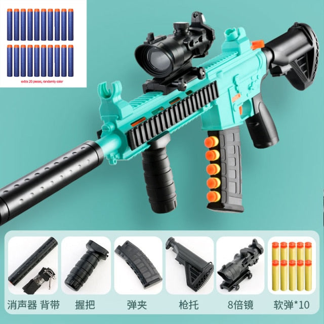 M416 Rifle Manual Soft Bullet Toy Gun Weapons For Children Adults Mint Green Air Heat Toy Gun Blaster Outdoor Game Gift