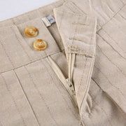 PANXD Korean Fashion Khaki Lace Trim Pleated Preppy Style Button Up High Waist Skirt