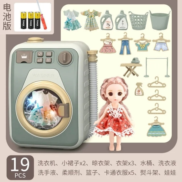 Mini Cleaning Toy Set Simulation Small Household Appliances Series Small Washing Machine Cleaner Play House Doll Set