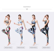 PANXD Two Piece Yoga Sets Women Tracksuit Fitness Clothing Seamless Gym Wear Sportswear Workout Clothes for Women Printed Tank Top and Leggings