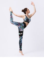 PANXD Conjuntos de yoga de dos piezas Chándal para mujer Ropa de fitness Ropa de gimnasio sin costuras Ropa deportiva Ropa de entrenamiento para mujeres Camiseta sin mangas y leggings estampados