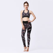 PANXD Two Piece Yoga Sets Women Tracksuit Fitness Clothing Seamless Gym Wear Sportswear Workout Clothes for Women Printed Tank Top and Leggings