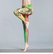 Calças de ioga impressas PANXD femininas com bolsos Ginásio Running Fitness Esporte Femme Push Up Leggings sem costura Calças de cintura alta até os tornozelos