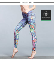 PANXD Printed Yoga Pants Women with Pockets Gym Running Fitness Sport Femme Push Up Seamless Leggings High Waist Tights Ankle-Length