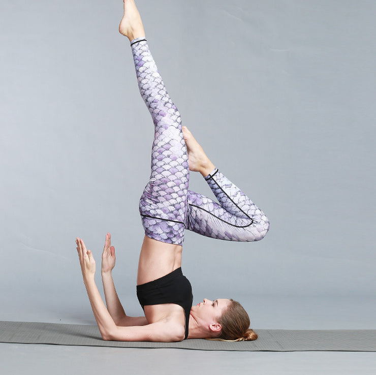 Calças de ioga impressas PANXD femininas com bolsos Ginásio Running Fitness Esporte Femme Push Up Leggings sem costura Calças de cintura alta até os tornozelos