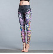 PANXD Printed Yoga Pants Women with Pockets Gym Running Fitness Sport Femme Push Up Seamless Leggings High Waist Tights Ankle-Length