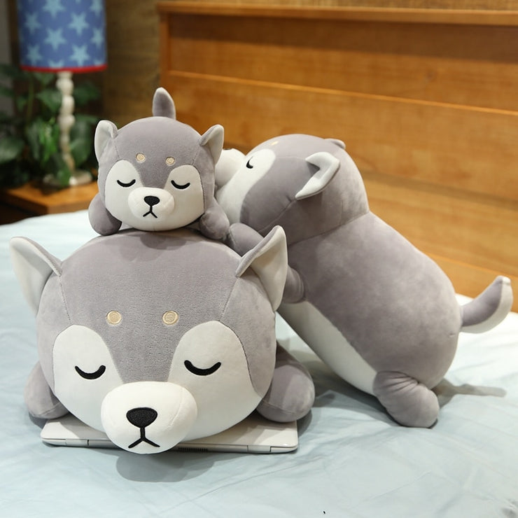 35-75cm Cute Corgi & Shiba Inu Dog Plush Toys kawaii Lying Husky Pillow Stuffed Soft Animal Dolls