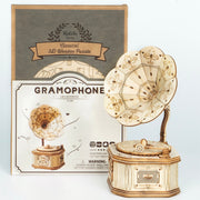 DIY 3D Gramophone Box,Pumpkin Cart Wooden Puzzle Game Assembly Popular Toy Gift for Children Adult