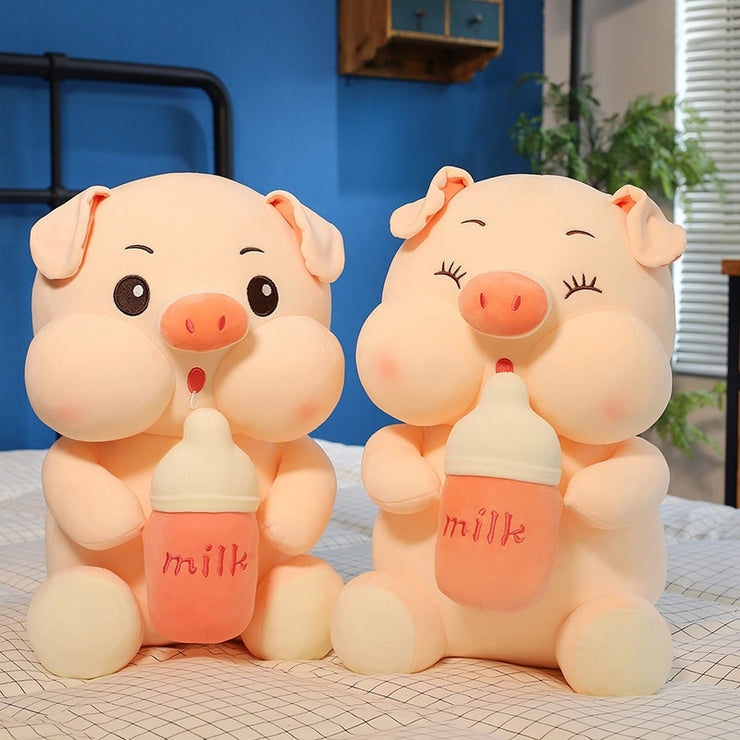 Cute Pig Plush Toy Stuffed Plush Bottle Pig Toys Pillow Kawaii Sleeping Doll Pillow Gifts for Children Girl Birthday Present