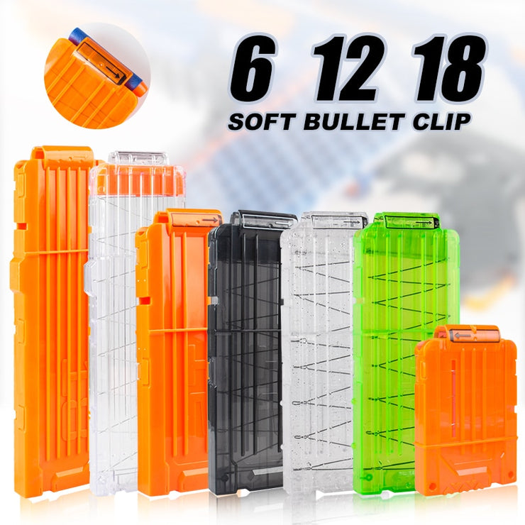 Kids Toy Gun Soft Bullet Clip 6-12-18  Reload Clip Magazine Round Darts Replacement gifts for children outdoor games sports