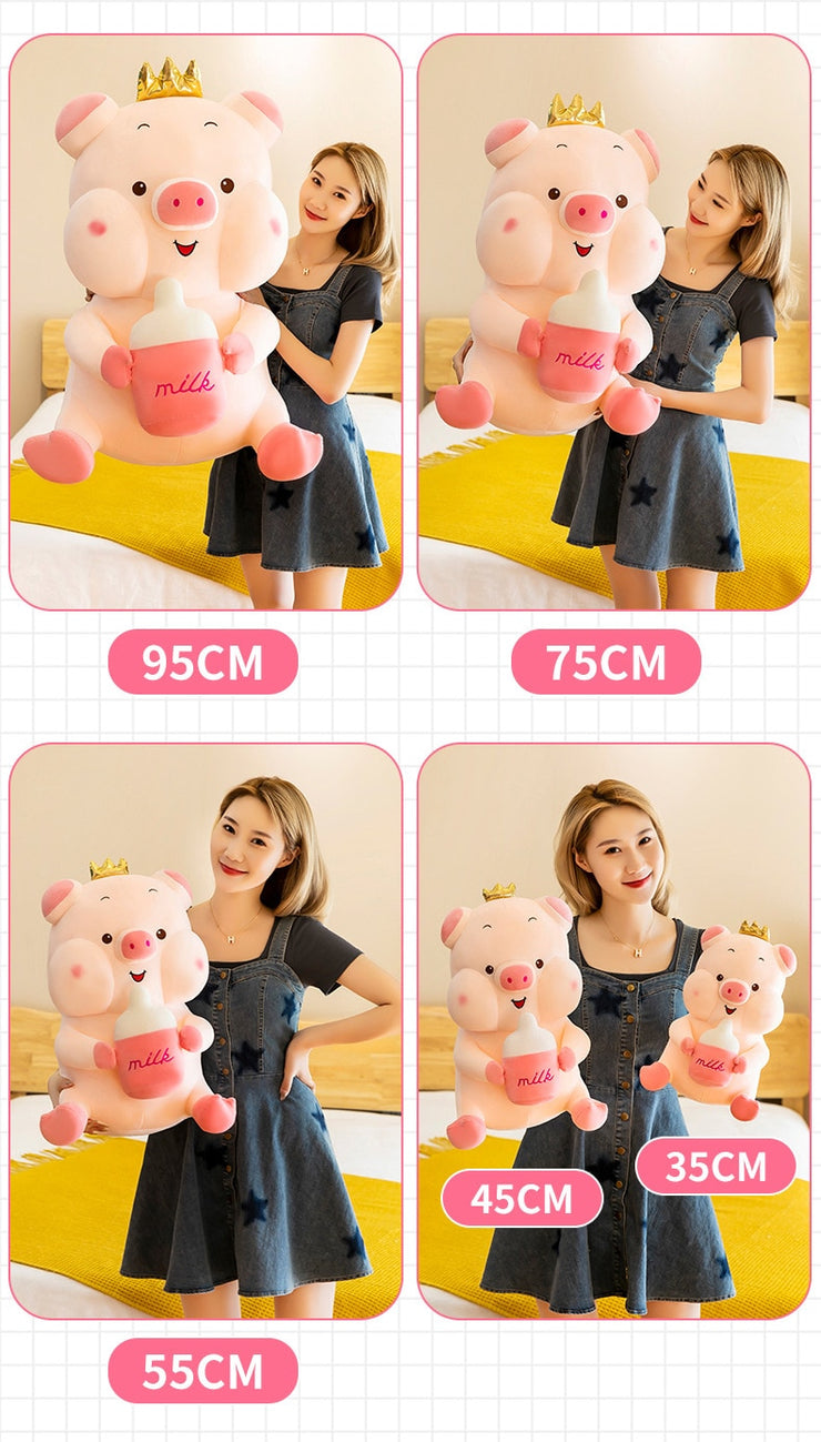 35/45/55cm kawaii crown bottle pig plush toy stuffed toys