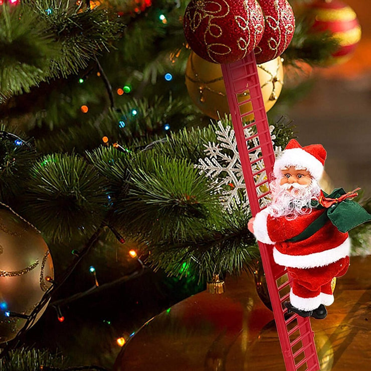 2022 Electric Climbing Ladder Santa Claus Christmas Ornament Decoration For Home Christmas Tree Hanging Decor With Music