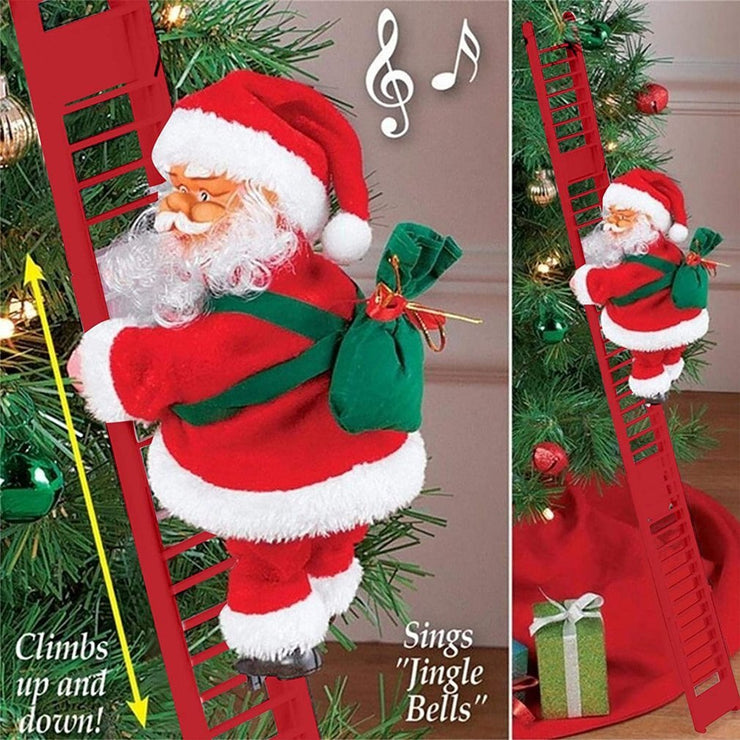 2022 Electric Climbing Ladder Santa Claus Christmas Ornament Decoration For Home Christmas Tree Hanging Decor With Music