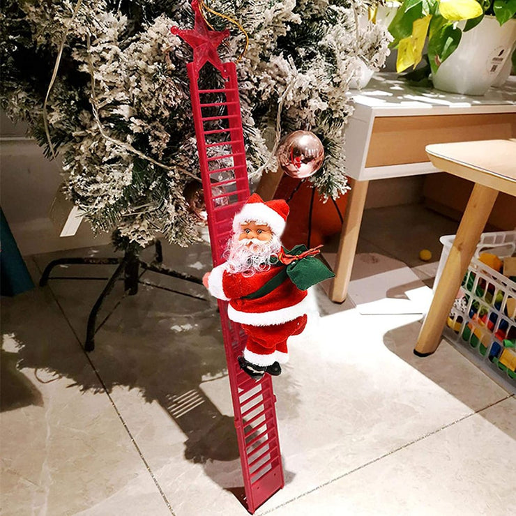 2022 Electric Climbing Ladder Santa Claus Christmas Ornament Decoration For Home Christmas Tree Hanging Decor With Music