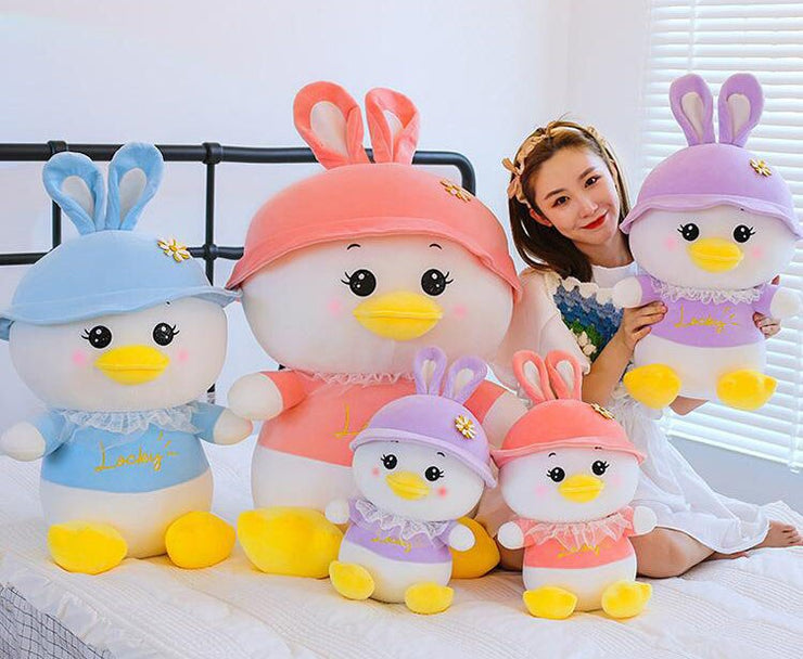 Cute Duck Plush Toy Duck Rabbit Ears duck plushie Sleeping Doll Pillow Soft Stuffed Cartoon Doll