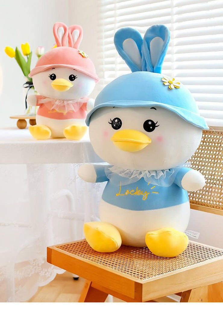 Cute Duck Plush Toy Duck Rabbit Ears duck plushie Sleeping Doll Pillow Soft Stuffed Cartoon Doll