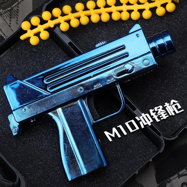 Toy Gun  Mini Alloy MP7 M10 Revolver Model Pistol Gold Soft Bullet Submachine Gun Game Toy