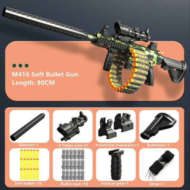 M416 Soft Bullet Toy Gun DIY Assembly Submachine Gun Model Kids Gift
