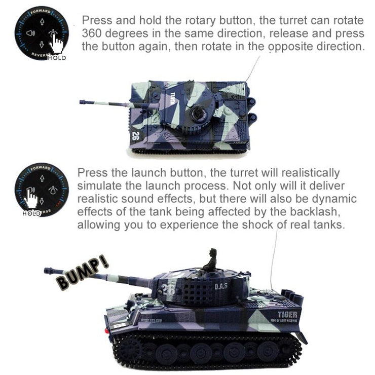 1:72 RC Mini Tank Tiger Battle Simulated Armored Vehicle Children Electronic Toys