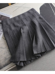 PANXD Eegant  A-line Thick Sweater Women Pleated Mini Skirt