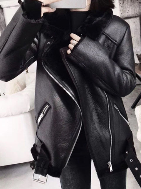 PANXD Thick Faux Leather Jacket