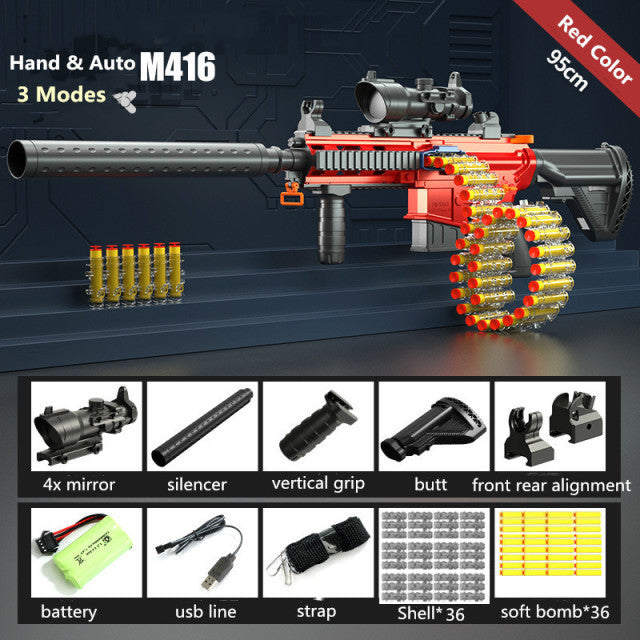 3 Mode DIY Assembly 95CM Children Toy Gun Outdoor M416 Soft Bullet Electric Mamual Gun Toy
